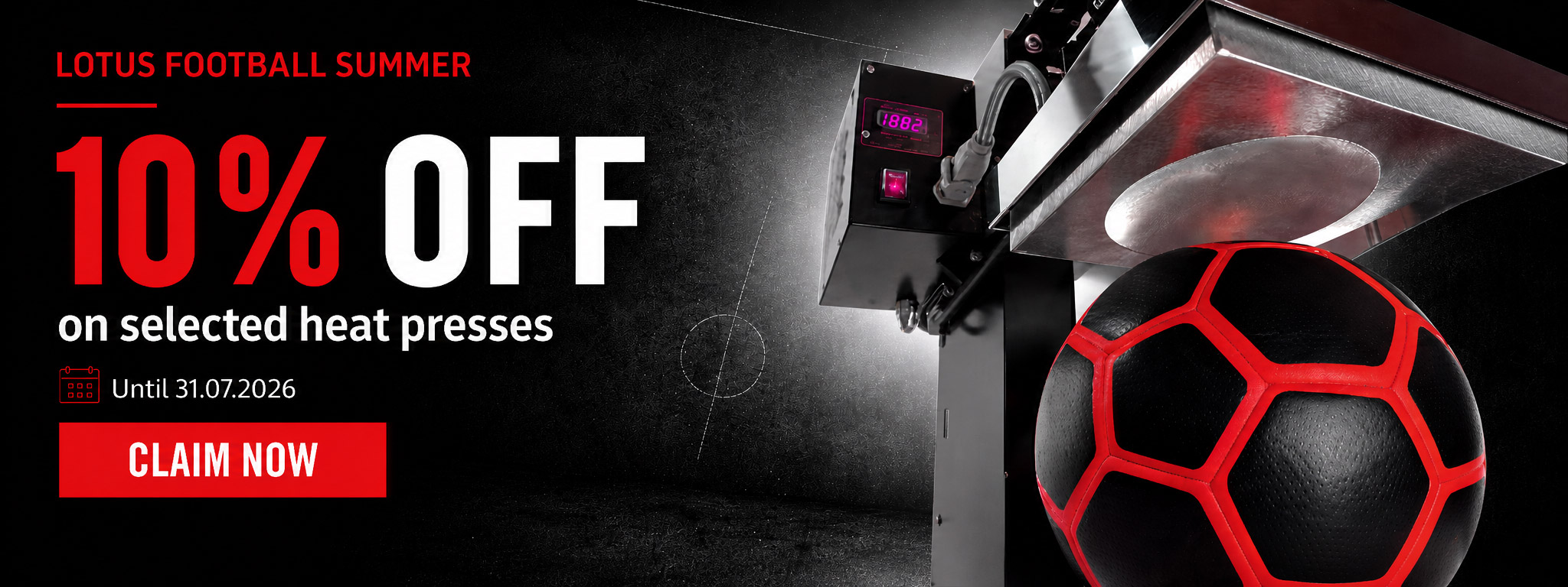 Heat press for Balls with a Football field background