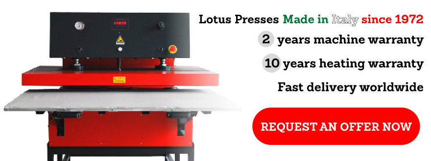 Front view of a large format transfer press